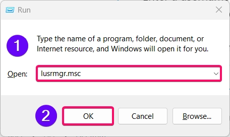 Executing lursrmgr.msc using Run Window
